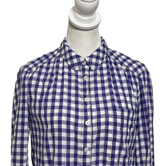 Anthropologie Pilcro Deb Ombre Shirt Women’s Size Medium Blue Gingham Button Top - Picture 3 of 11
